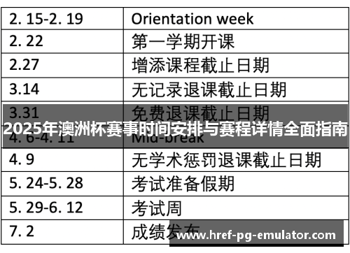 2025年澳洲杯赛事时间安排与赛程详情全面指南 2025年澳洲杯赛事时间安排与赛程详情全面指南